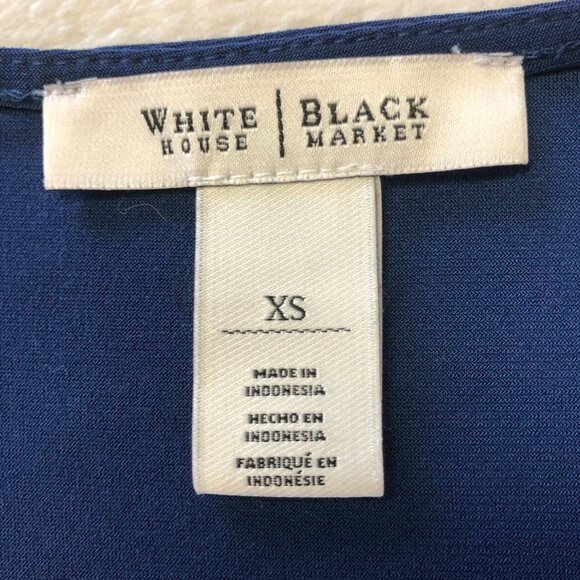 WHBM Ruffled Flowy Sleeveless Blue Floral Top Blouse Size X-Small - Picture 5 of 9